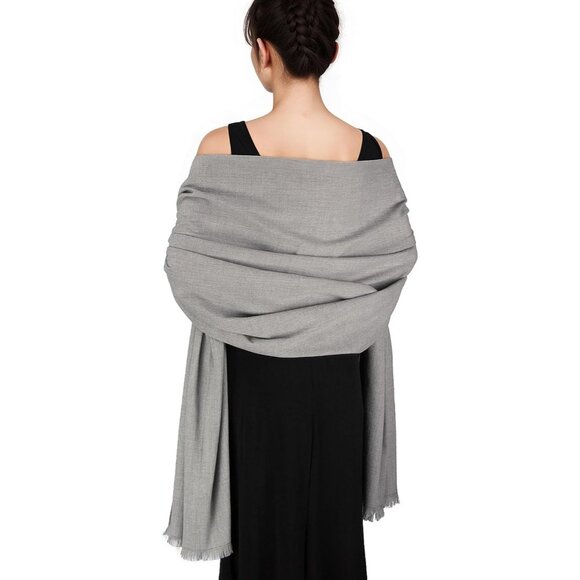 🆕 Women Grey Wedding Evening Dress Pashmina Shawl Winter Foulard Femme Wraps - Picture 1 of 7